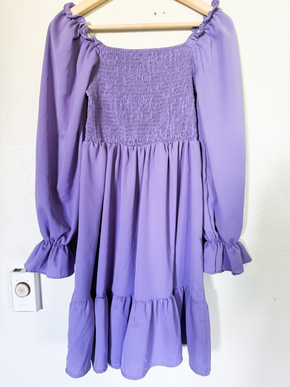 Lavender Dusty Blue Smocked Puff Sleeve Dress | Women’s Medium | EUC